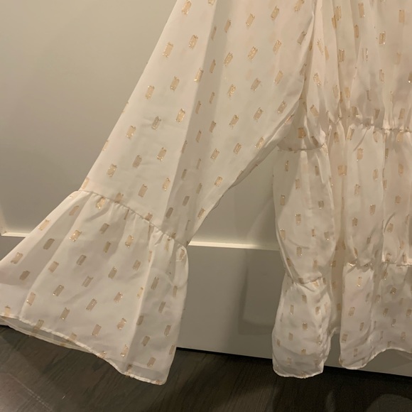 M Kors Shirred Peasant Blouse w Metallic Detail - Picture 7 of 7